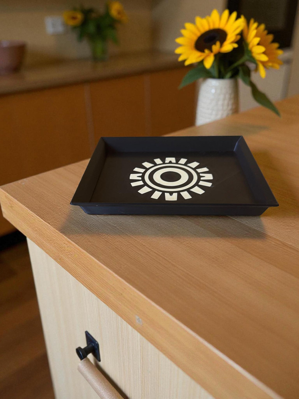 SUNBURST TRAY Modern take on Aztec Sun, Decor that spans Art Deco, Mid Century and its Ancient Americas Roots