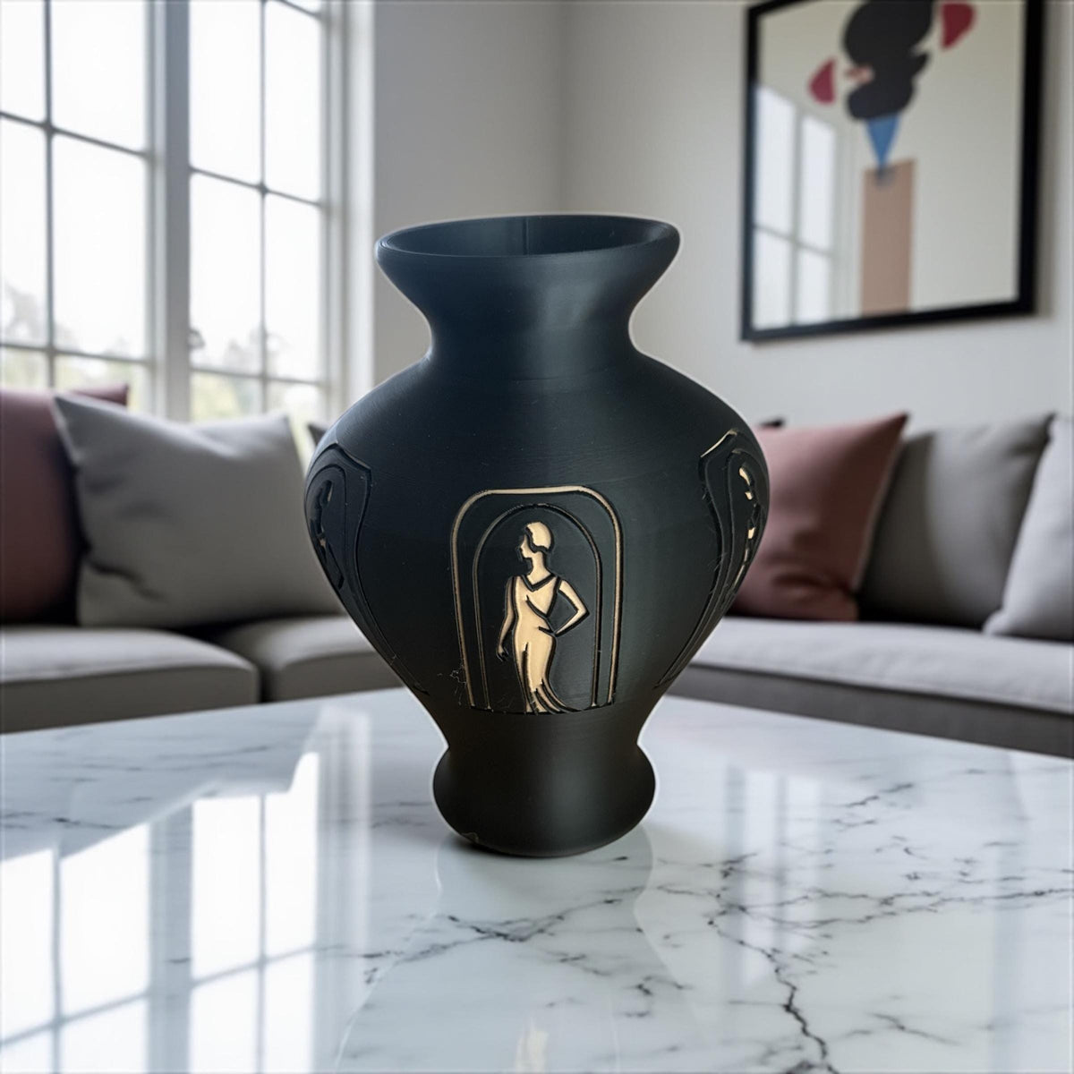 Classic Art Deco Vase Design, Lady in Black, Original, Jazz Age Decor, Durable Vase, Unique Gift for Her or Gift for Mom, Introductory Price