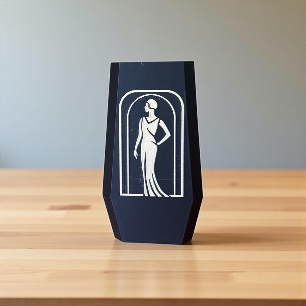 Flat Panel Art Deco Vase, Flapper Girl Silhouette, Inspired by Jazz Age, Original Decor, Durable Vase, Gift for Her, Elegant Woman