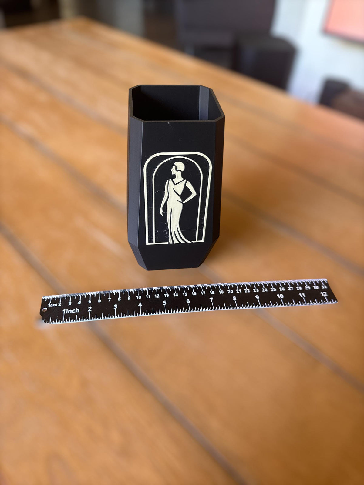 Flat Panel Art Deco Vase, Flapper Girl Silhouette, Inspired by Jazz Age, Original Decor, Durable Vase, Gift for Her, Elegant Woman