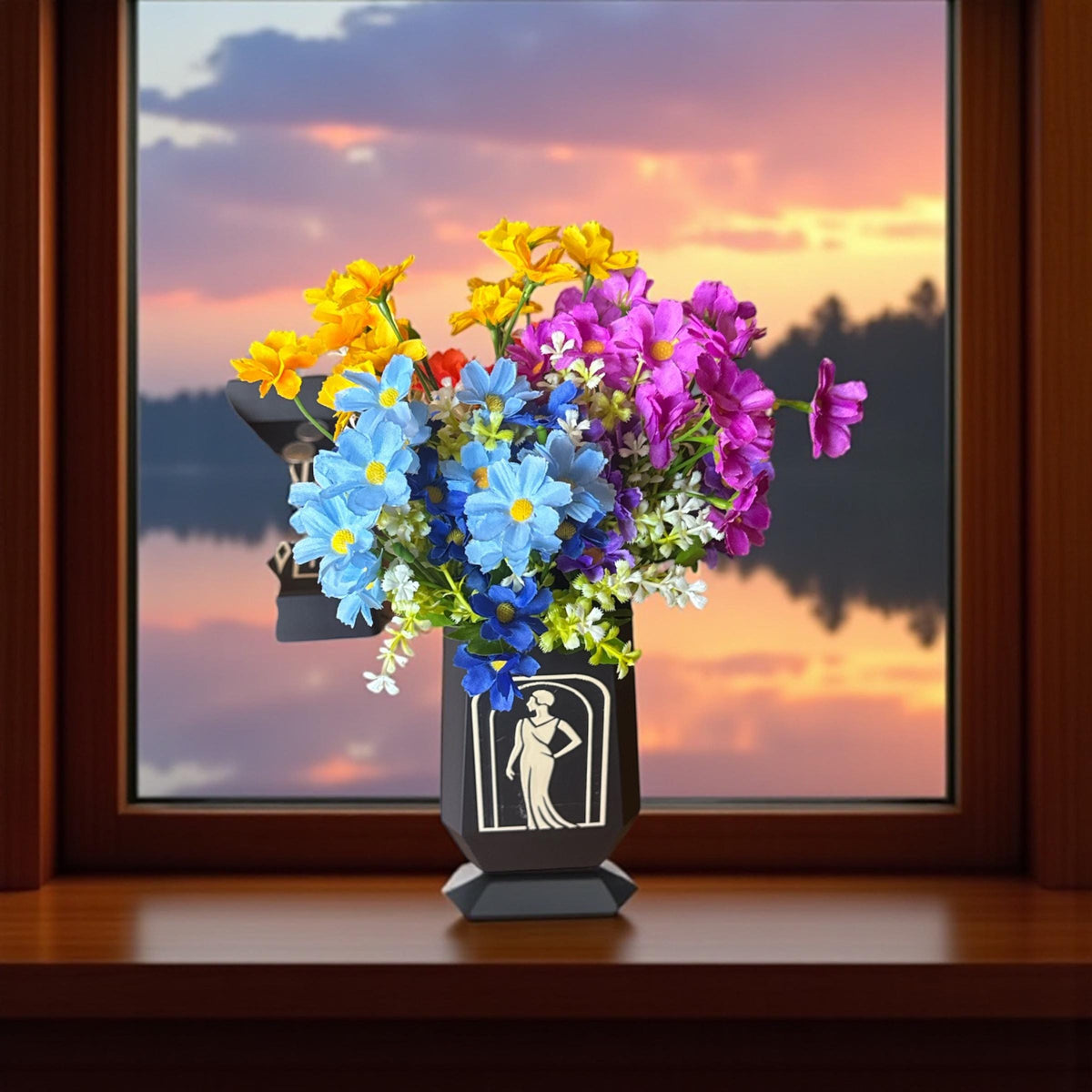 Flat Panel Art Deco Vase, Flapper Girl Silhouette, Inspired by Jazz Age, Original Decor, Durable Vase, Gift for Her, Elegant Woman