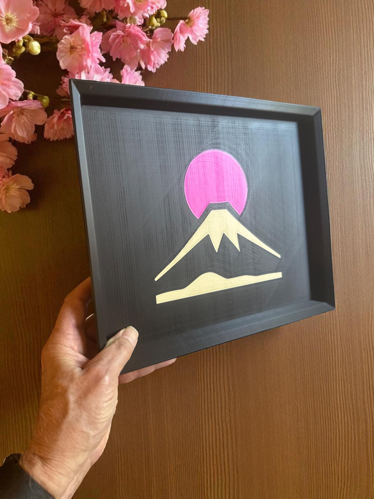 Mount Fuji Decorative Tray | Japanese Serving Tray | Coffee Table Decor & Entryway Catchall Tray | Black Home Decor