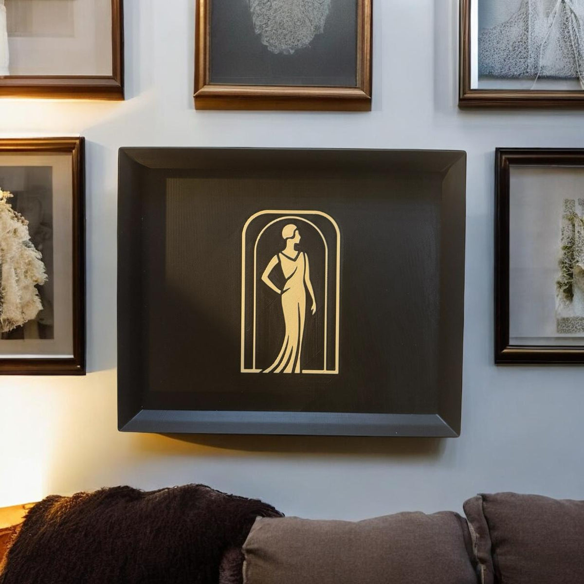 LADY In BLACK Vintage Art Deco Serving Tray; Jazz Age Wall Art, our most popular art in a versatile tray.