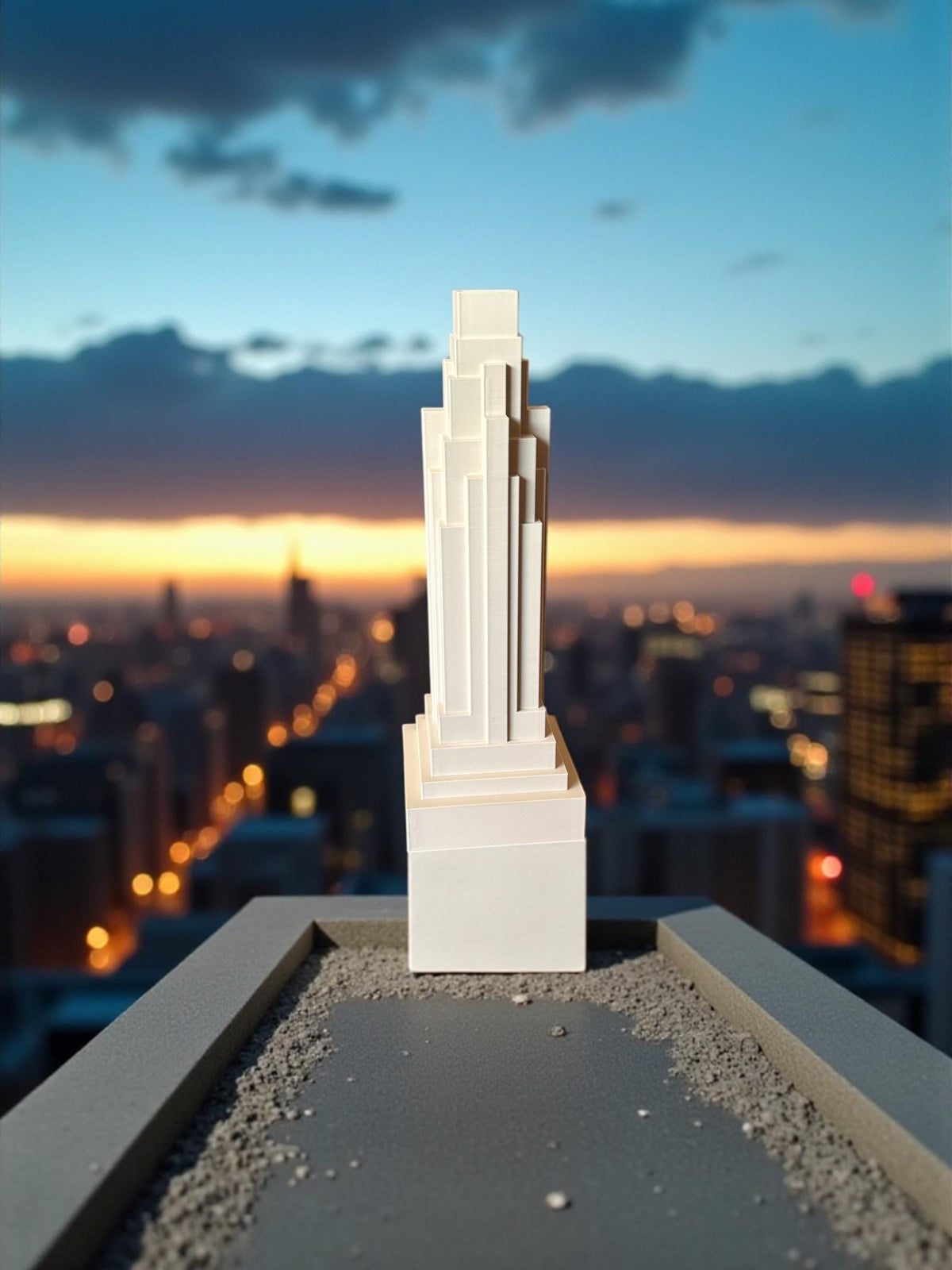 Empire State Building Vase  Art Deco Skyscraper Sculpture, New York Architecture Home Decor, Matte Tan Limestone Tower Accent