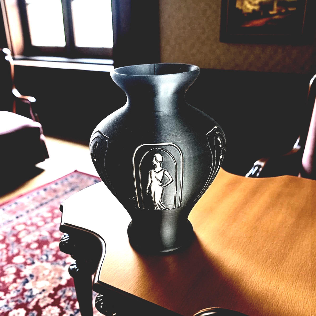 Classic Art Deco Vase Design, Lady in Black, Original, Jazz Age Decor, Durable Vase, Unique Gift for Her or Gift for Mom, Introductory Price