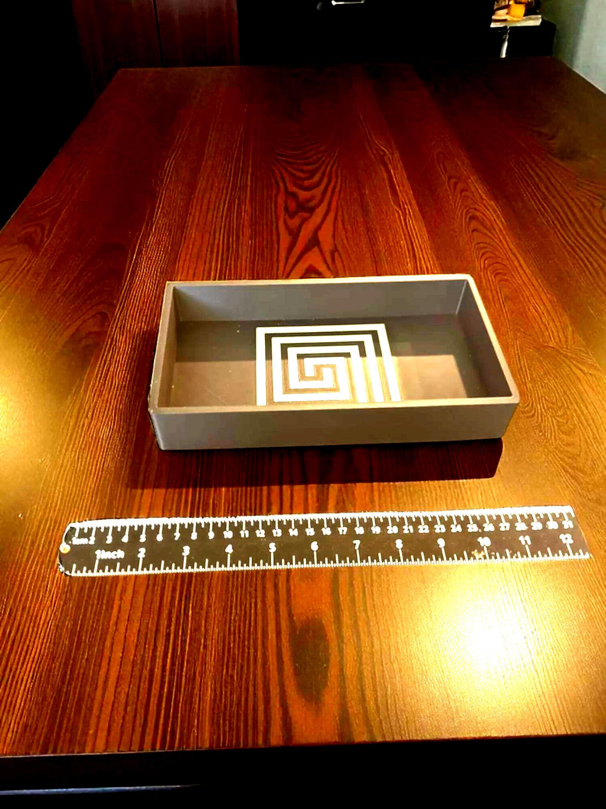 Mayan Labyrinth Tray: Ancient Americas Style Decorative Spiral Catchall Tray