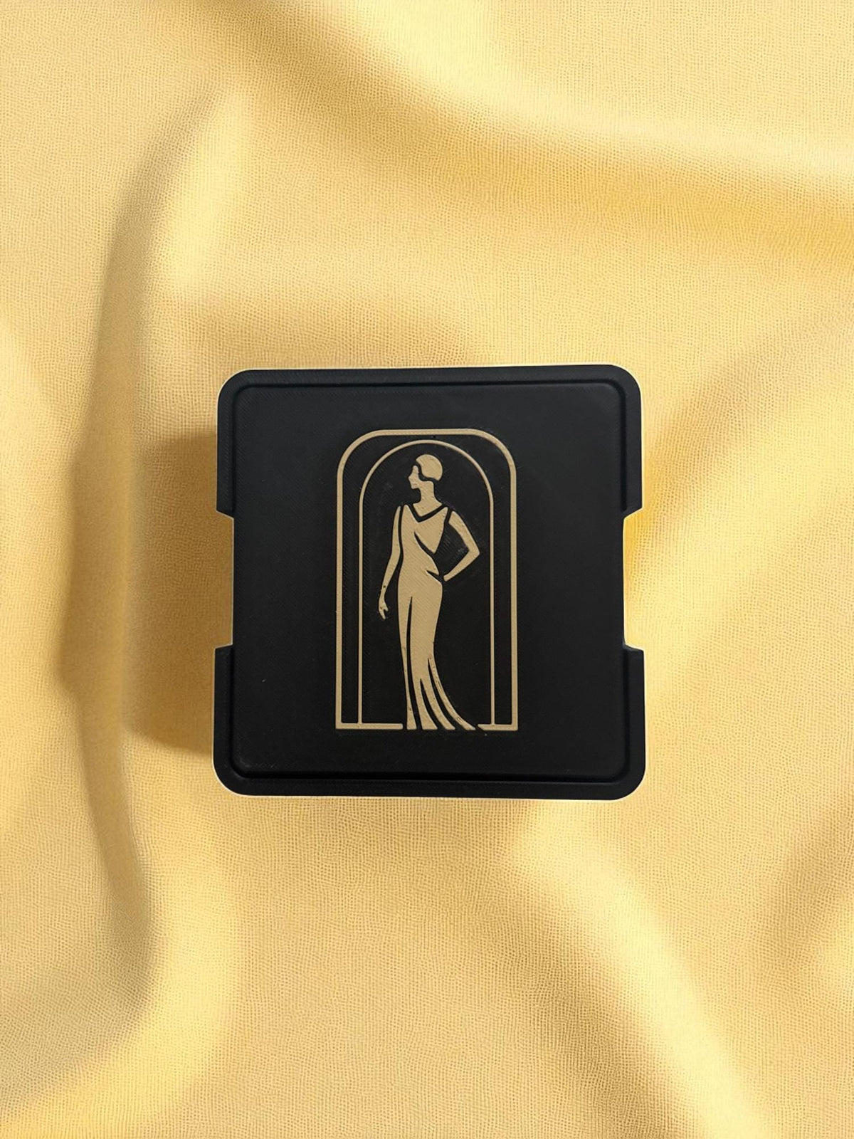 Art Deco Coaster Set: Elegant Lady in Black Silhouette  4 or 6  Black & Tan Inlay Drink Coasters  Table  Protection, Jazz Age Cocktail