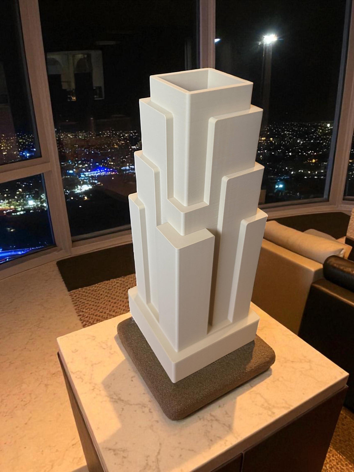 Art Deco Chicago Skyscraper Vase, Inspired by CBOT, Architectural Statement Piece for Living Room or Office Shelf Decor, Gift for Him or Her