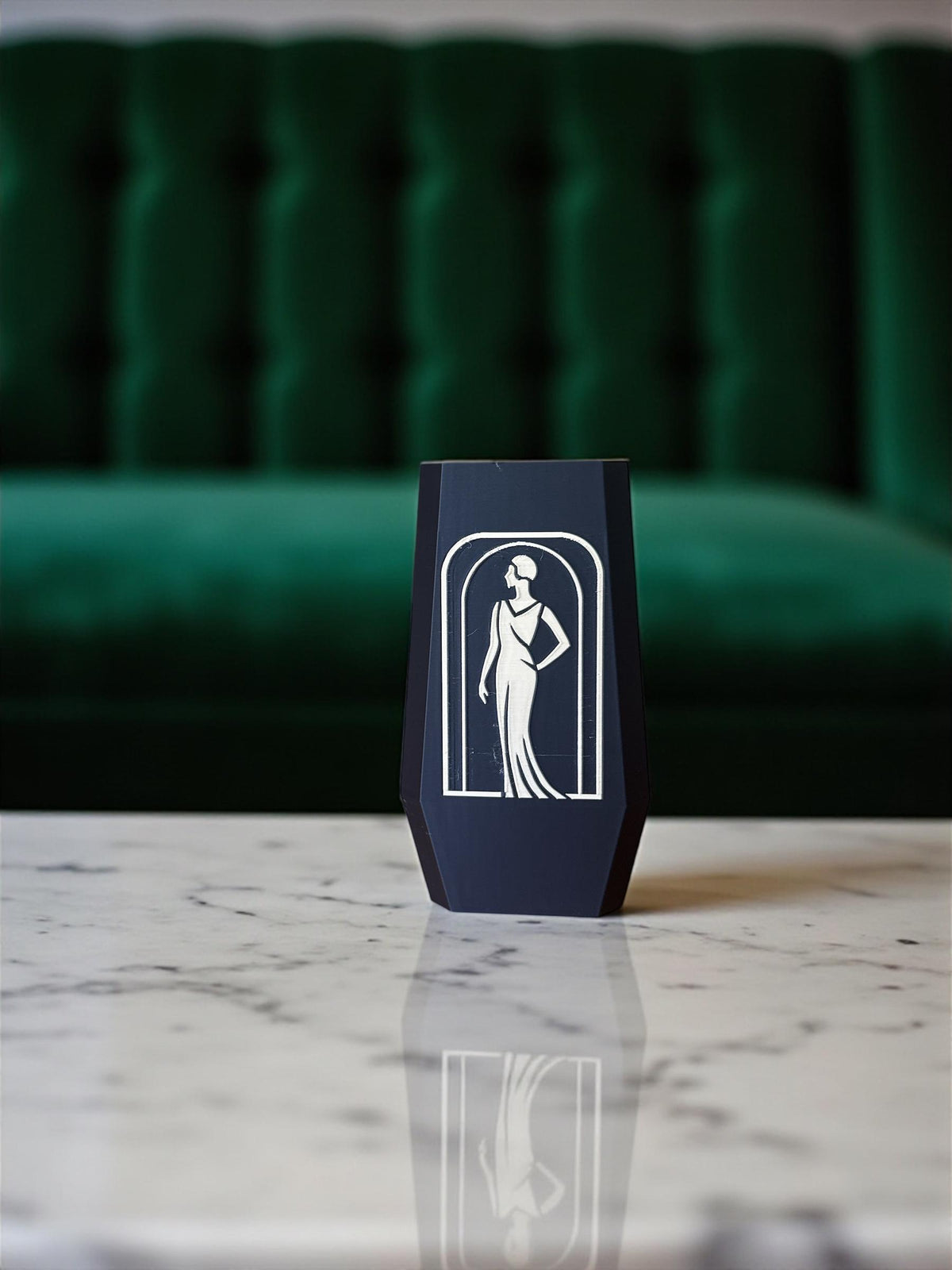 Flat Panel Art Deco Vase, Flapper Girl Silhouette, Inspired by Jazz Age, Original Decor, Durable Vase, Gift for Her, Elegant Woman