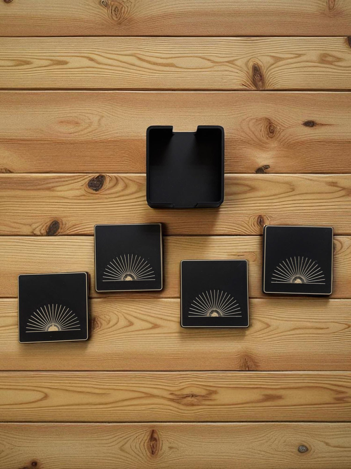 Starburst Coaster Set  Art Deco & Mid Century Modern Geometric Square Drink Coasters for Coffee Table or Bar Cart Decor