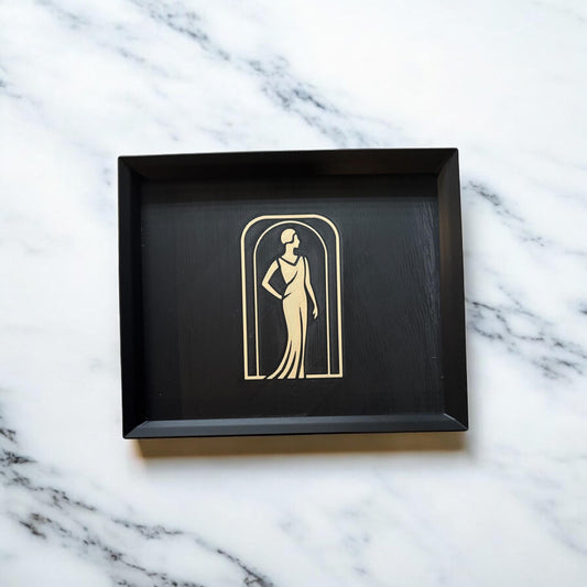 LADY In BLACK Vintage Art Deco Serving Tray; Jazz Age Wall Art, our most popular art in a versatile tray.