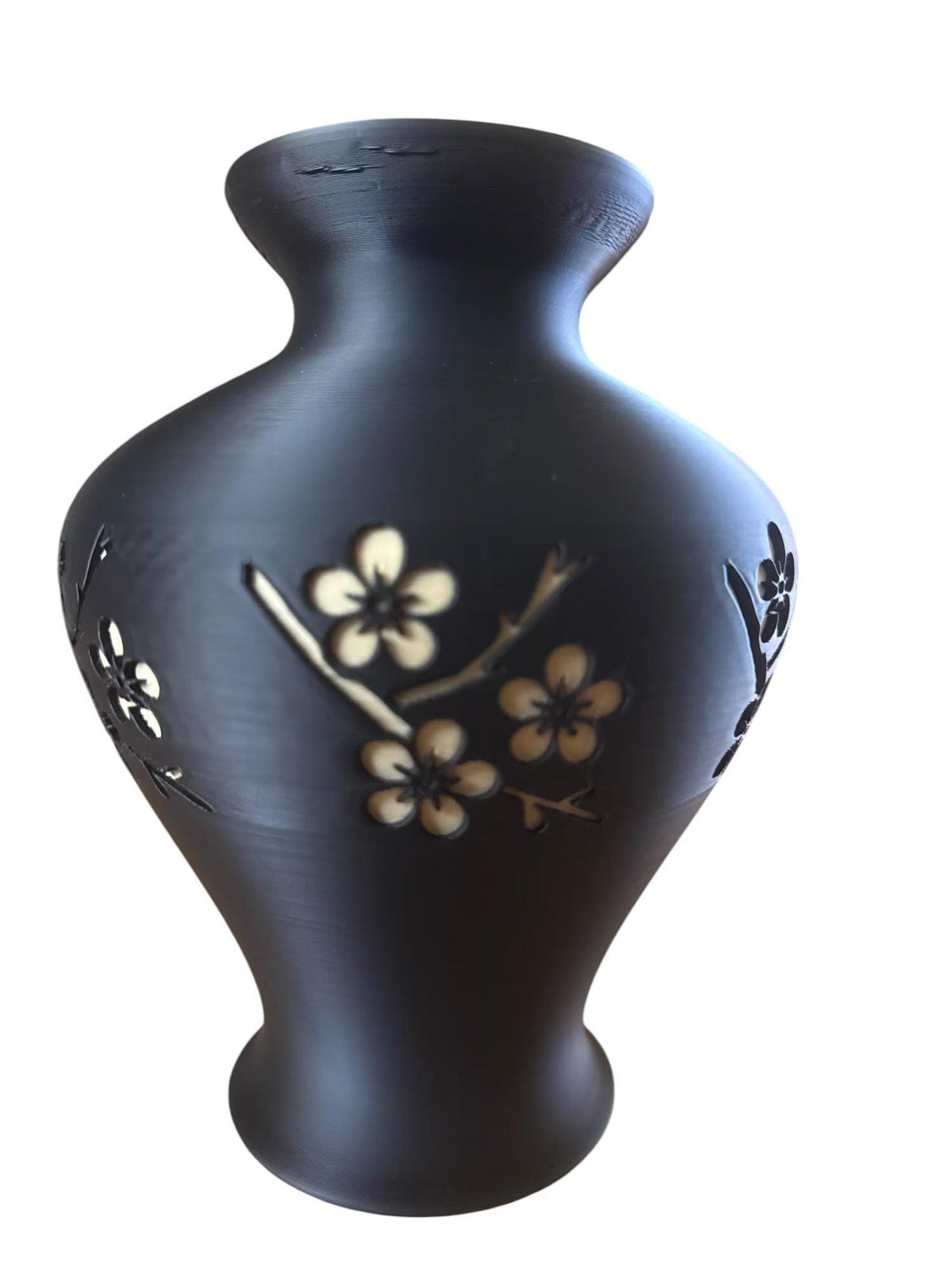Elegant Cherry Blossom Vase: Engraved Japanese Floral Art Decor for Romantic Zen Home Ambiance