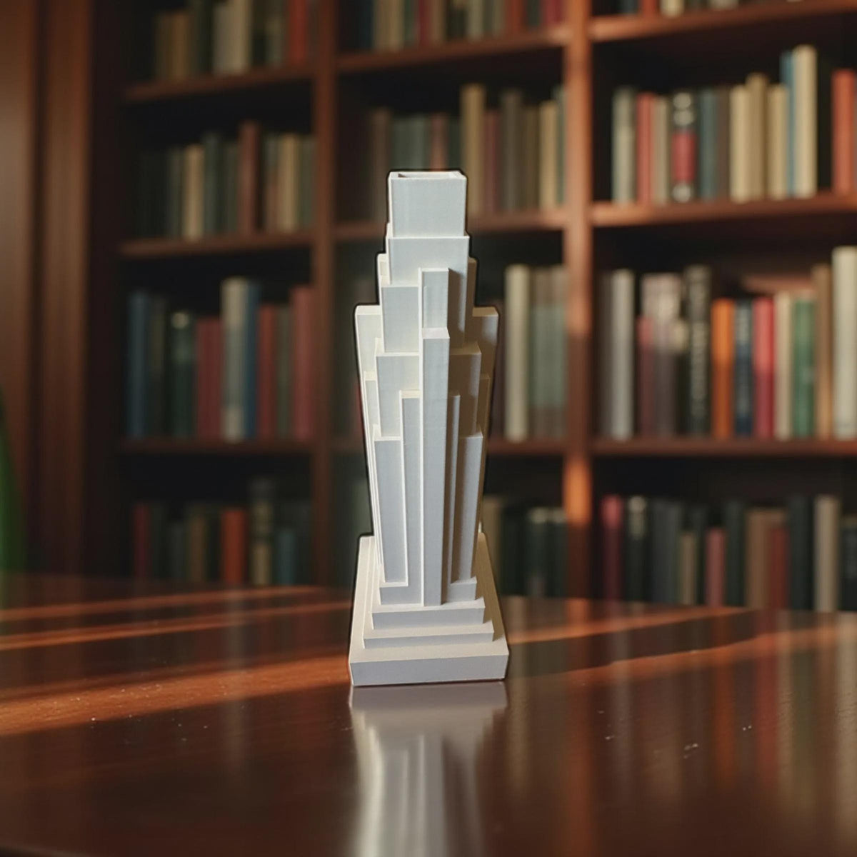 Empire State Building Vase  Art Deco Skyscraper Sculpture, New York Architecture Home Decor, Matte Tan Limestone Tower Accent