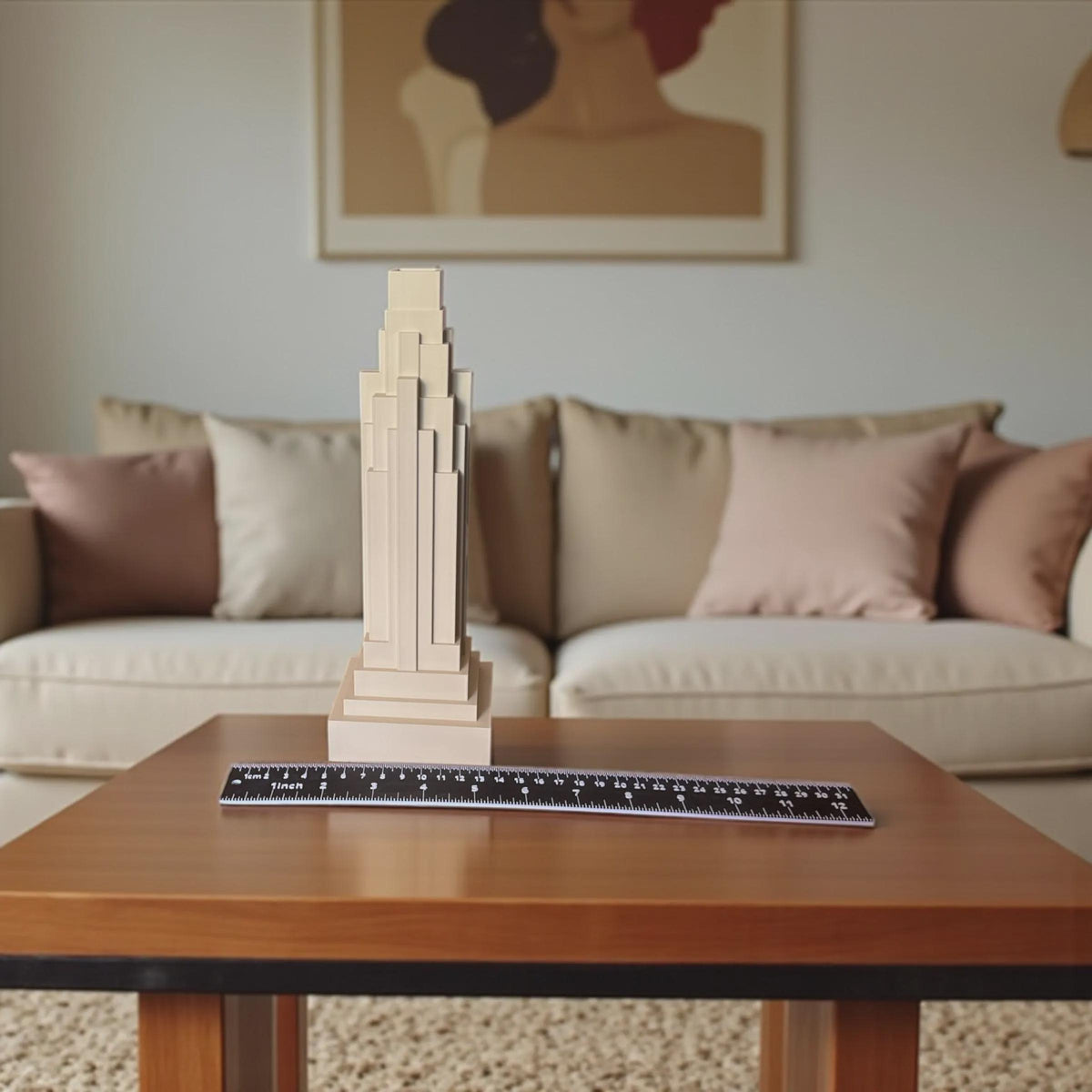 Empire State Building Vase  Art Deco Skyscraper Sculpture, New York Architecture Home Decor, Matte Tan Limestone Tower Accent