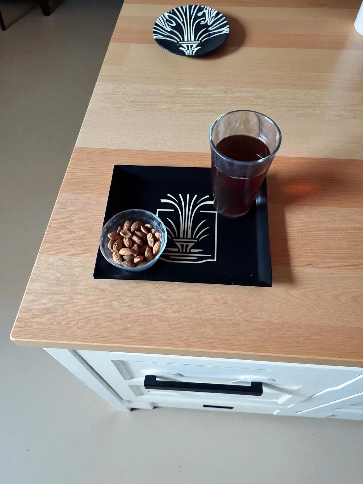 Fountain Art Deco Tray Black Tan  Elegant Geometric Catchall, Decorative Display Accent, Modern Vanity or Entryway Organizer, Serving  Tray