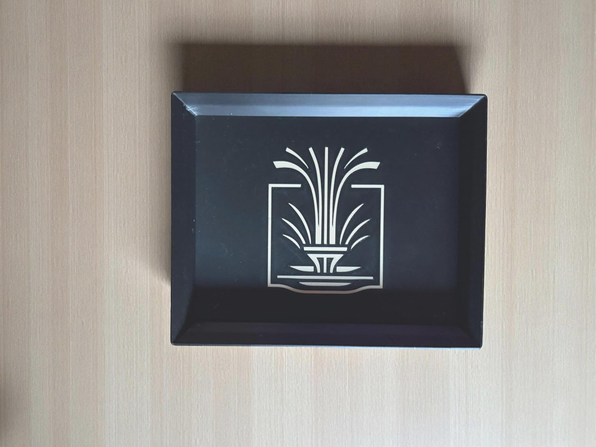 Fountain Art Deco Tray Black Tan  Elegant Geometric Catchall, Decorative Display Accent, Modern Vanity or Entryway Organizer, Serving  Tray