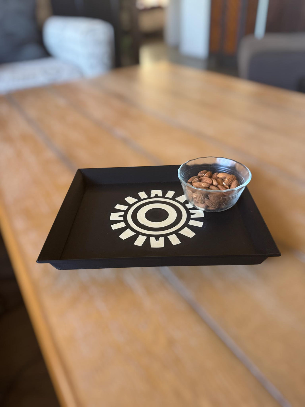 SUNBURST TRAY  Modern take on Aztec Sun, Decor that spans Art Deco, Mid Century and its Ancient Americas Roots