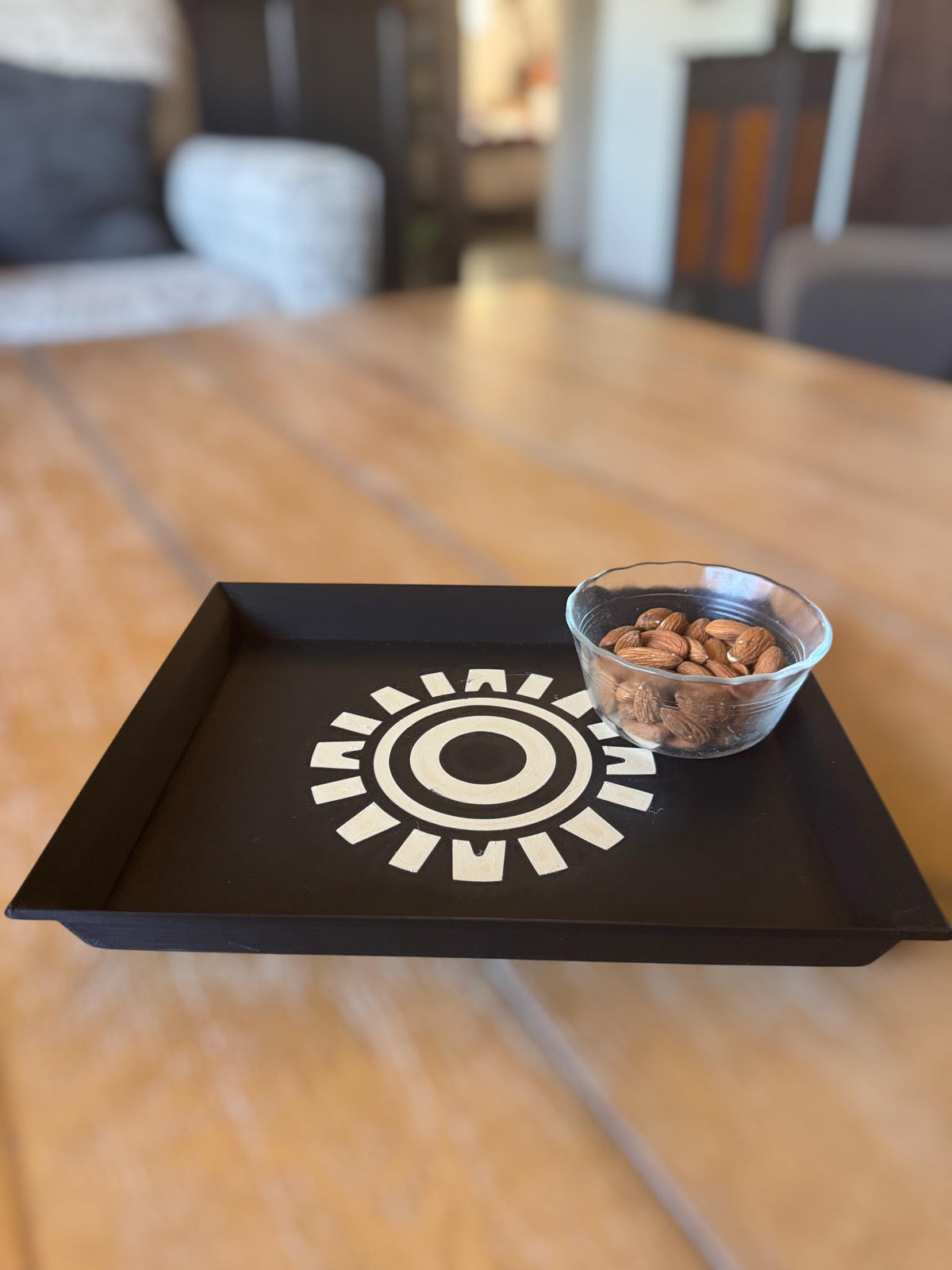 SUNBURST TRAY  Modern take on Aztec Sun, Decor that spans Art Deco, Mid Century and its Ancient Americas Roots