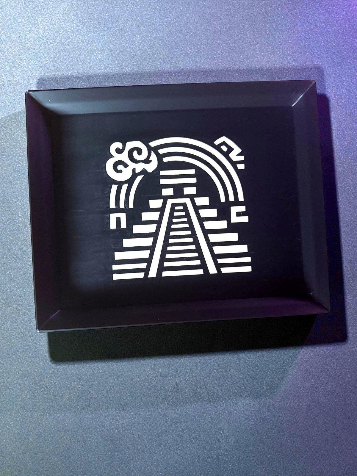 Rainbow Pyramid Tray  Black and Tan Decorative Accent, Art Deco Catchall, Mesoamerican Inspired Home Gift from our Americas Collection