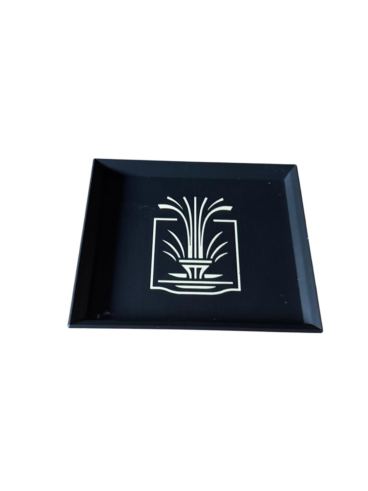 Fountain Art Deco Tray Black Tan  Elegant Geometric Catchall, Decorative Display Accent, Modern Vanity or Entryway Organizer, Serving  Tray