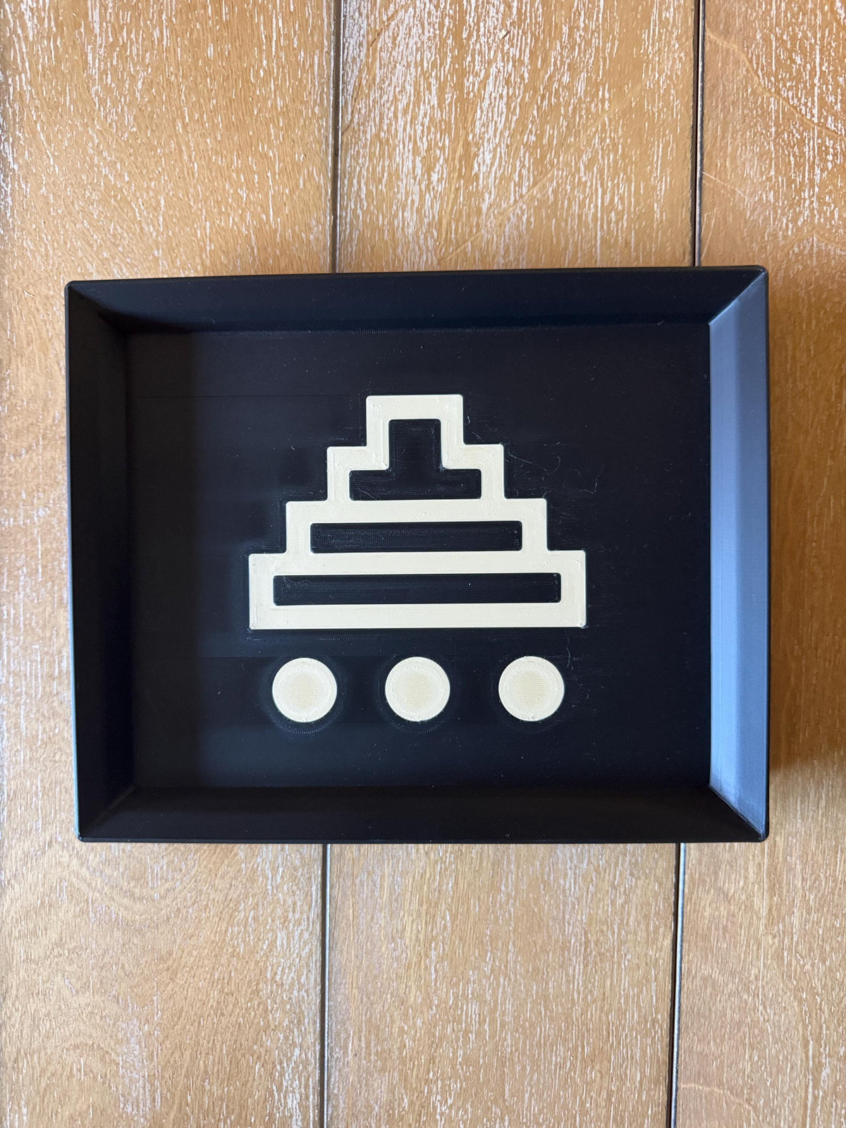STEPPED PYRAMID TRAY black and tan accent catchall for entry desk, coffee table or serving with the large one! From our Americas Collection