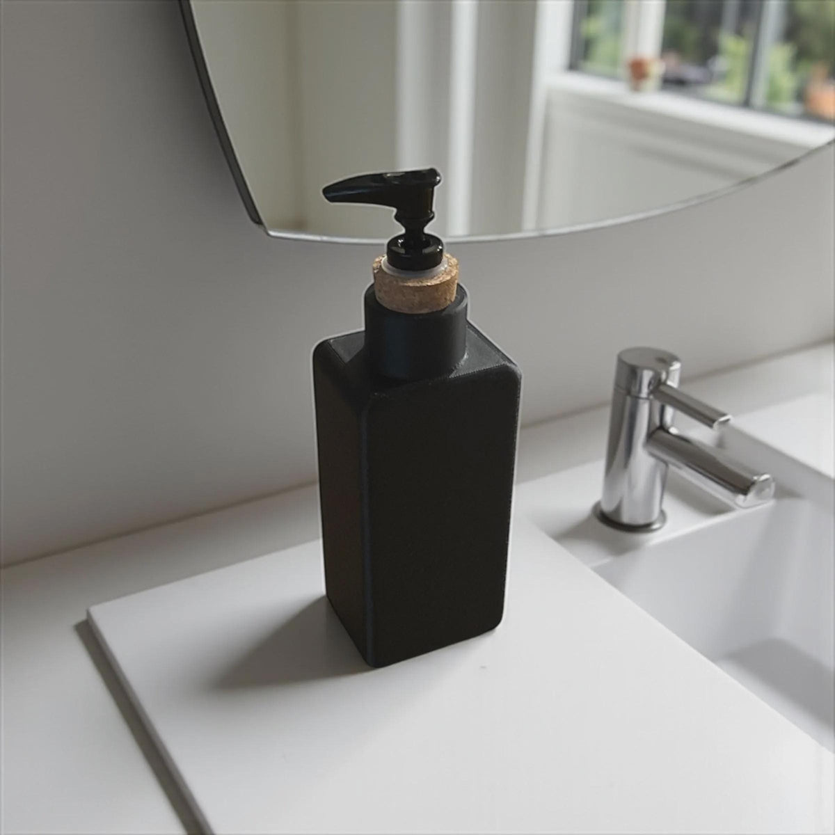 Art Deco Soap Dispenser | Bathroom Accessories | Retro Style Dispenser | Elegant Bath Decor | 8.5" Tall | Pump Included | Black or Tan