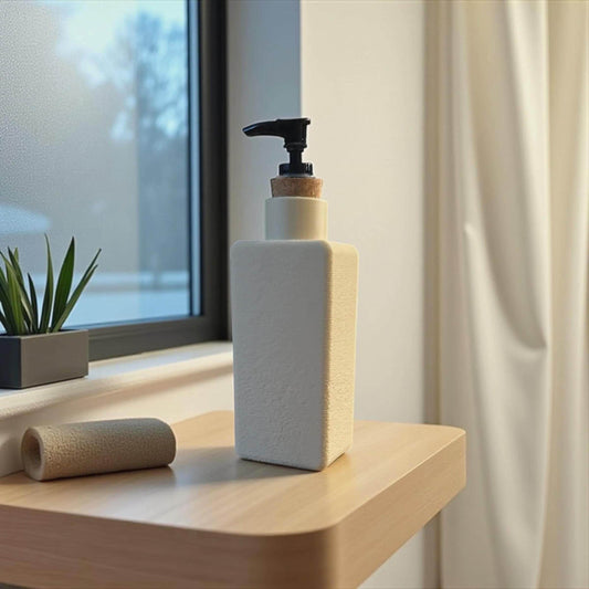 Art Deco Soap Dispenser | Bathroom Accessories | Retro Style Dispenser | Elegant Bath Decor | 8.5" Tall | Pump Included | Black or Tan