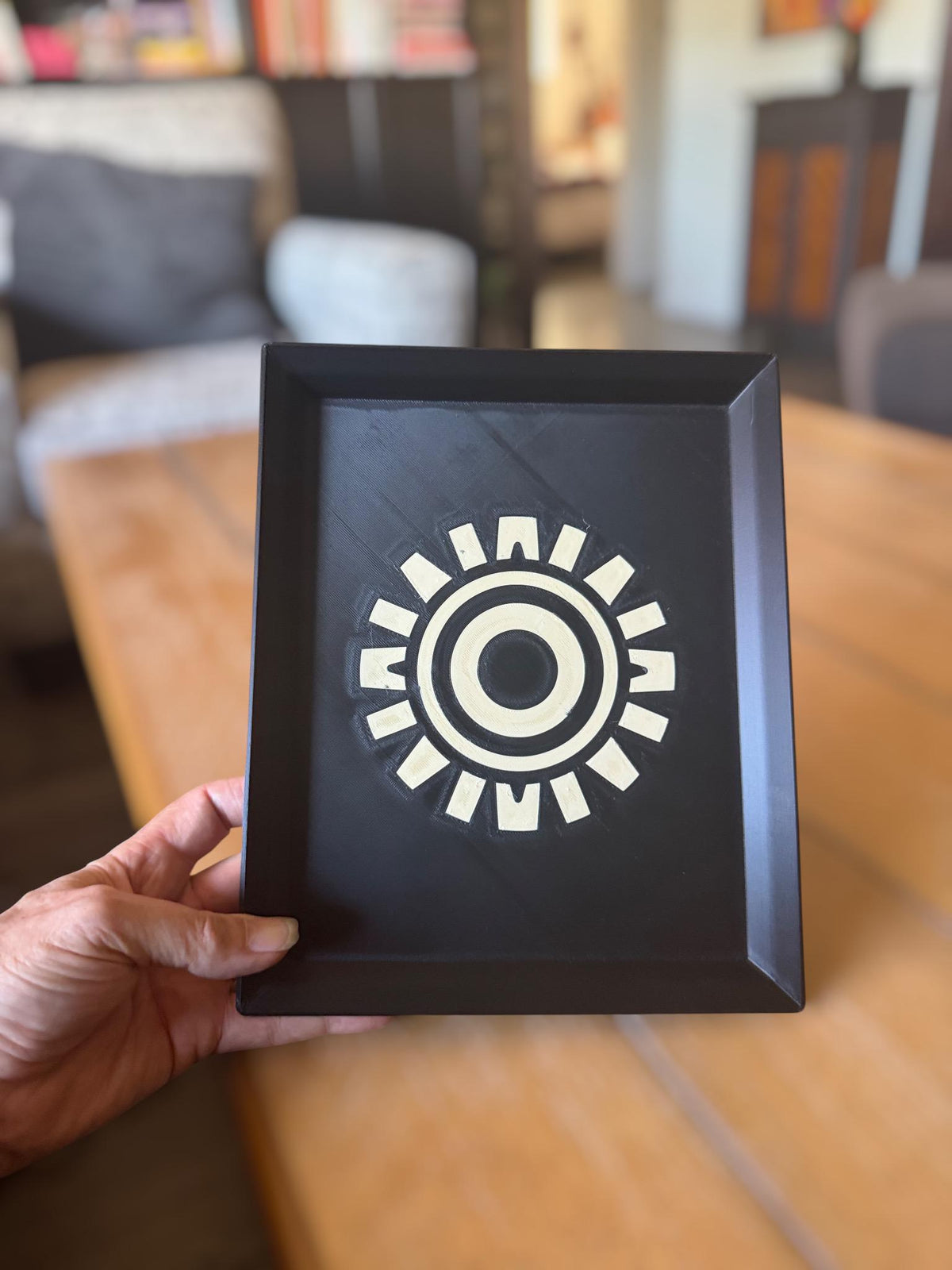 SUNBURST TRAY  Modern take on Aztec Sun, Decor that spans Art Deco, Mid Century and its Ancient Americas Roots