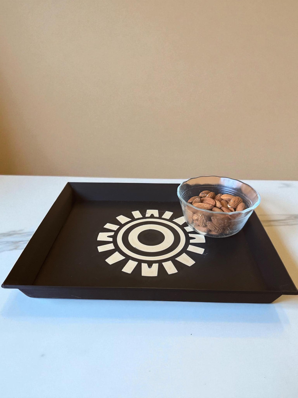SUNBURST TRAY  Modern take on Aztec Sun, Decor that spans Art Deco, Mid Century and its Ancient Americas Roots