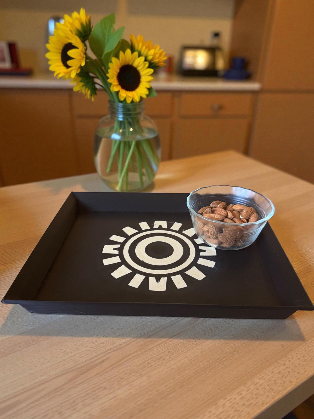 SUNBURST TRAY  Modern take on Aztec Sun, Decor that spans Art Deco, Mid Century and its Ancient Americas Roots