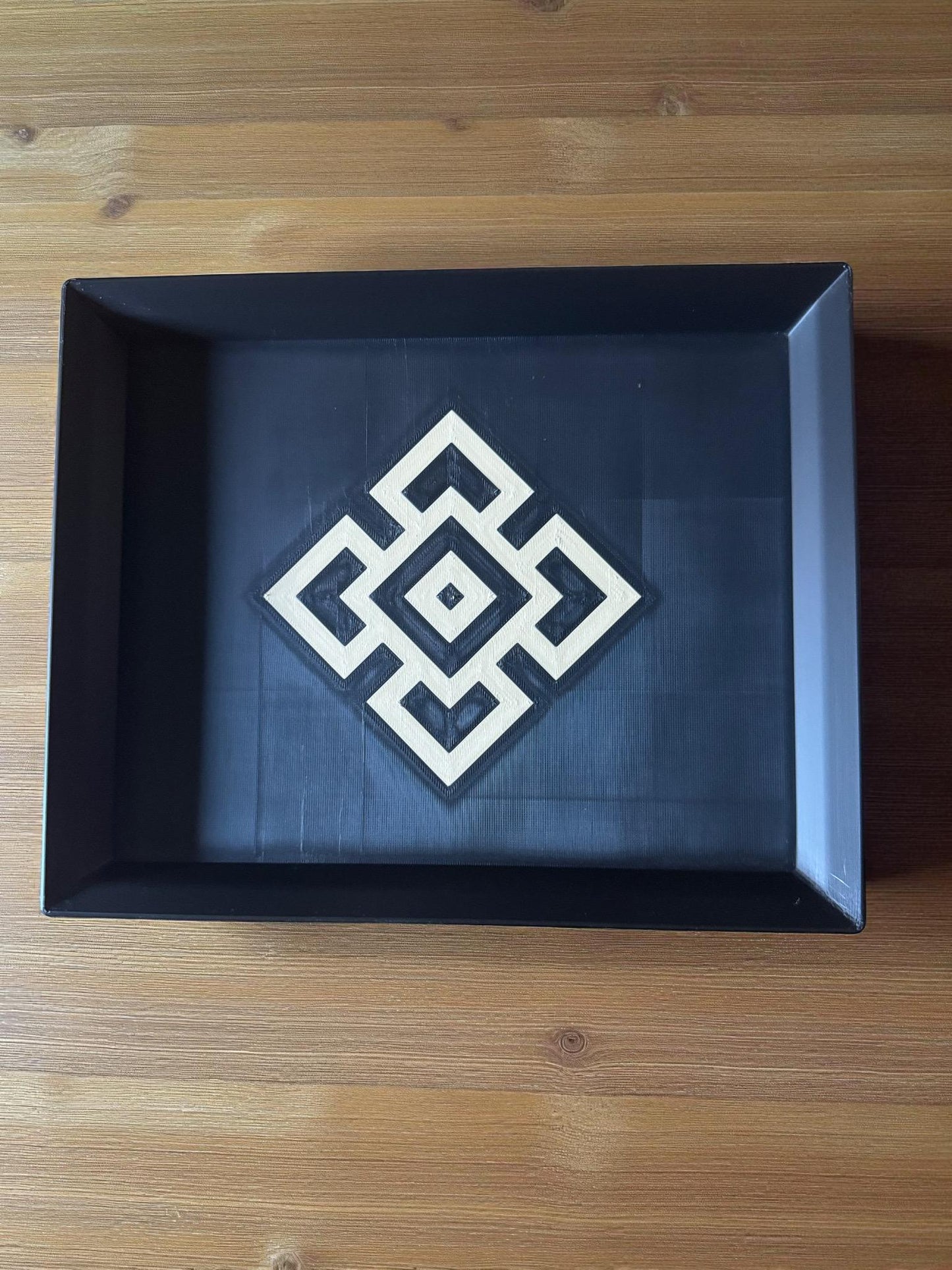 Andean Interlocking Tray   Black and Tan Accent, Modern Heritage Design, Catchall or Coffee Table Tray from our Americas Collection