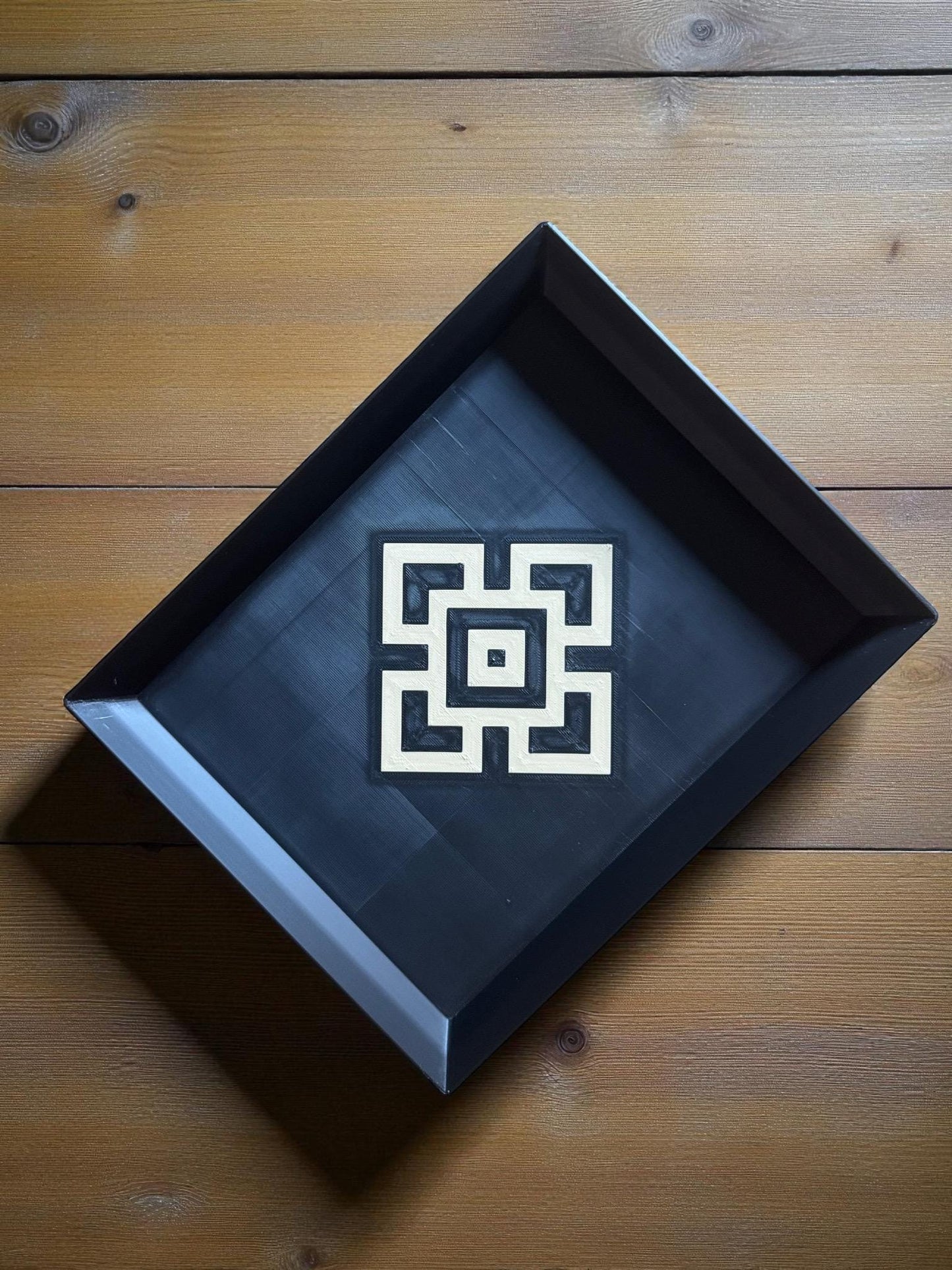 Andean Interlocking Tray   Black and Tan Accent, Modern Heritage Design, Catchall or Coffee Table Tray from our Americas Collection