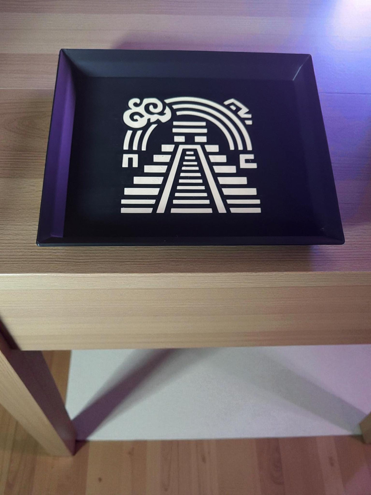 Rainbow Pyramid Tray  Black and Tan Decorative Accent, Art Deco Catchall, Mesoamerican Inspired Home Gift from our Americas Collection