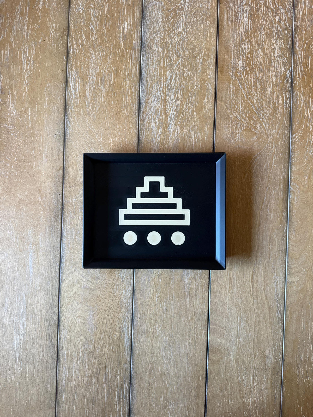 STEPPED PYRAMID TRAY black and tan accent catchall for entry desk, coffee table or serving with the large one! From our Americas Collection