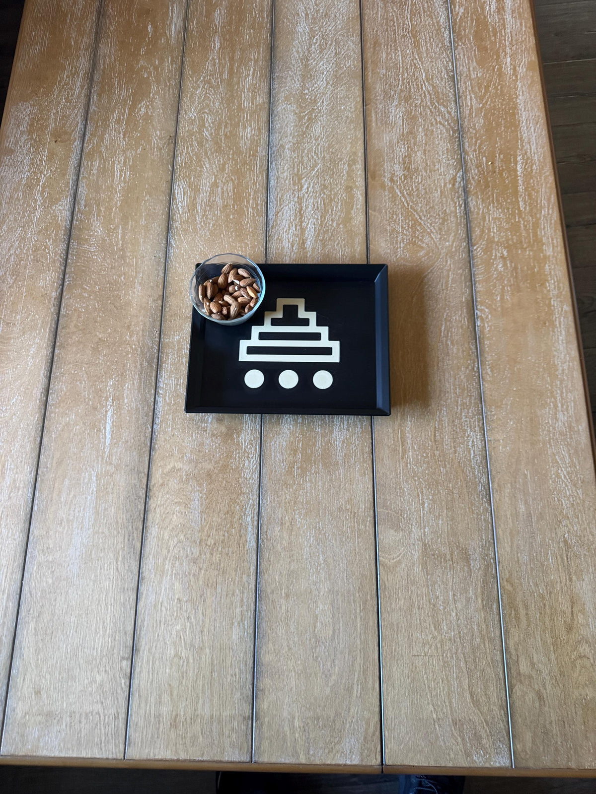 STEPPED PYRAMID TRAY black and tan accent catchall for entry desk, coffee table or serving with the large one! From our Americas Collection