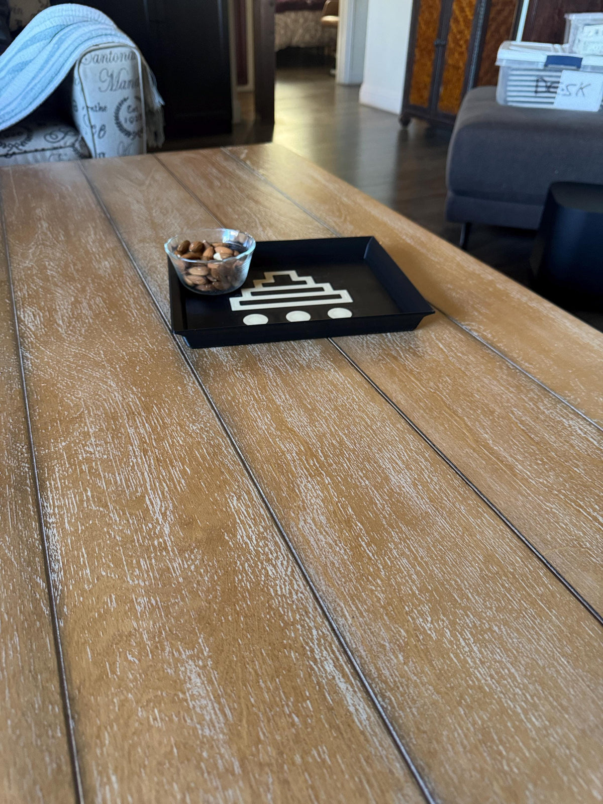 STEPPED PYRAMID TRAY black and tan accent catchall for entry desk, coffee table or serving with the large one! From our Americas Collection