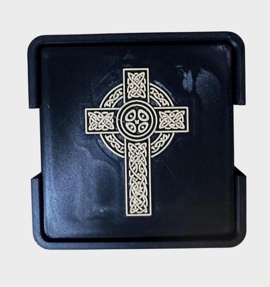 CELTIC CROSS COASTER Set, Irish Heritage Gift, Ancestry Blessing, Ancient Knotwork, Genealogy Art, Spiritual Symbol, Handcrafted Home Decor