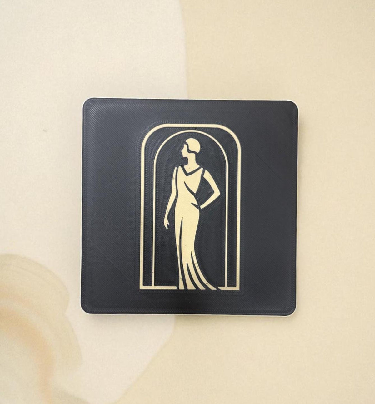 Art Deco Coaster Set: Elegant Lady in Black Silhouette  4 or 6  Black & Tan Inlay Drink Coasters  Table  Protection, Jazz Age Cocktail
