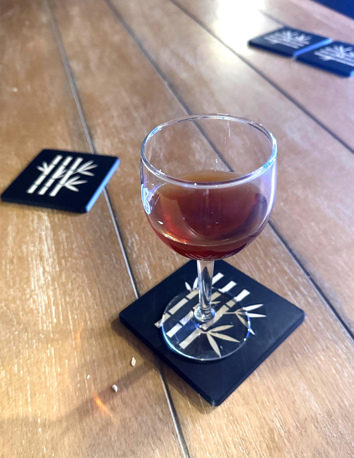 Bamboo Coasters  Black & Tan, Modern JAPAN Design, Square Drink Coaster Set, Minimalist Table Protectors, Hostess Gift, Neutral Home Decor