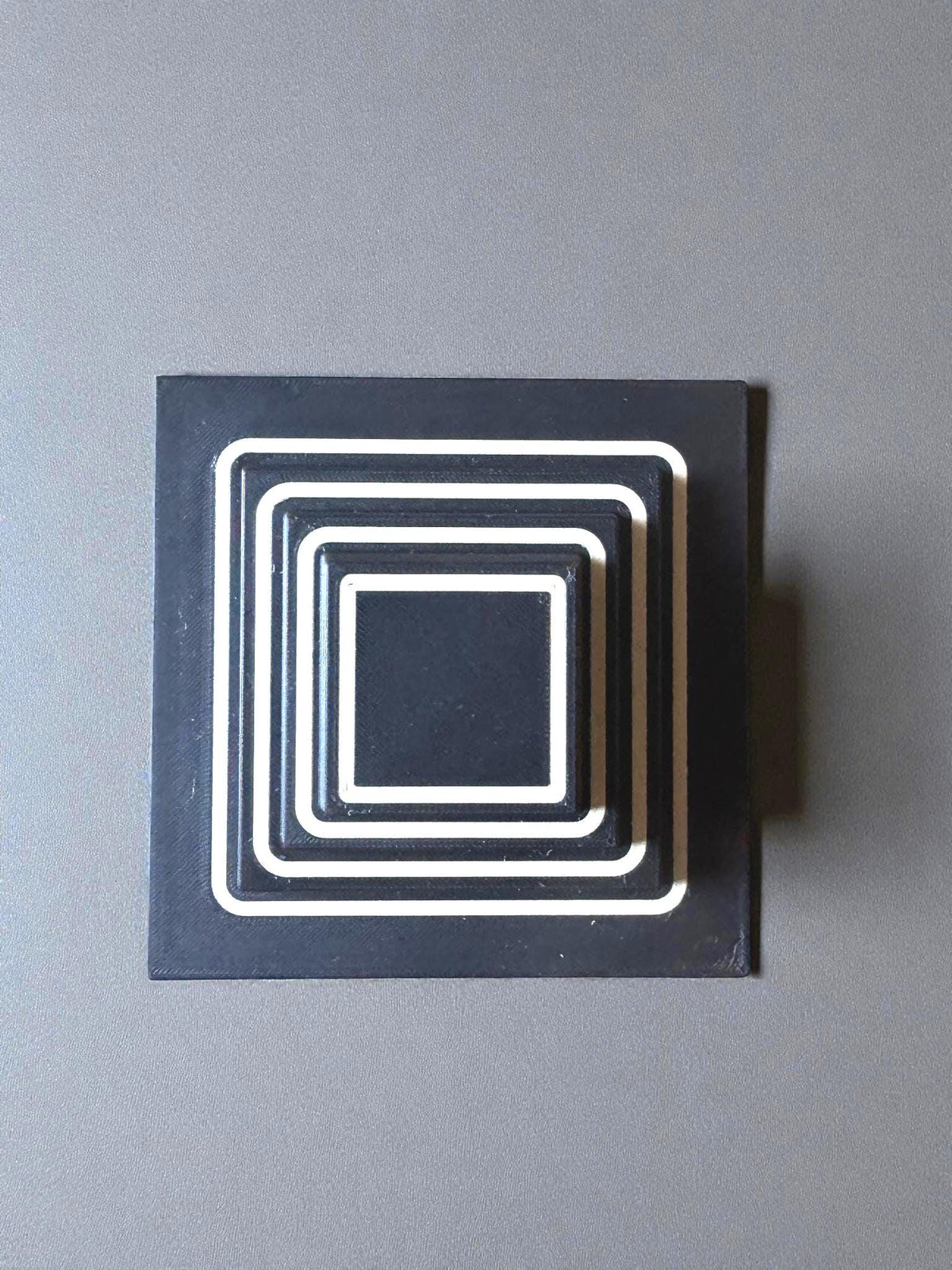 Art Deco Stepped Pyramid Box: Geometric Home Decor, Tan & Black