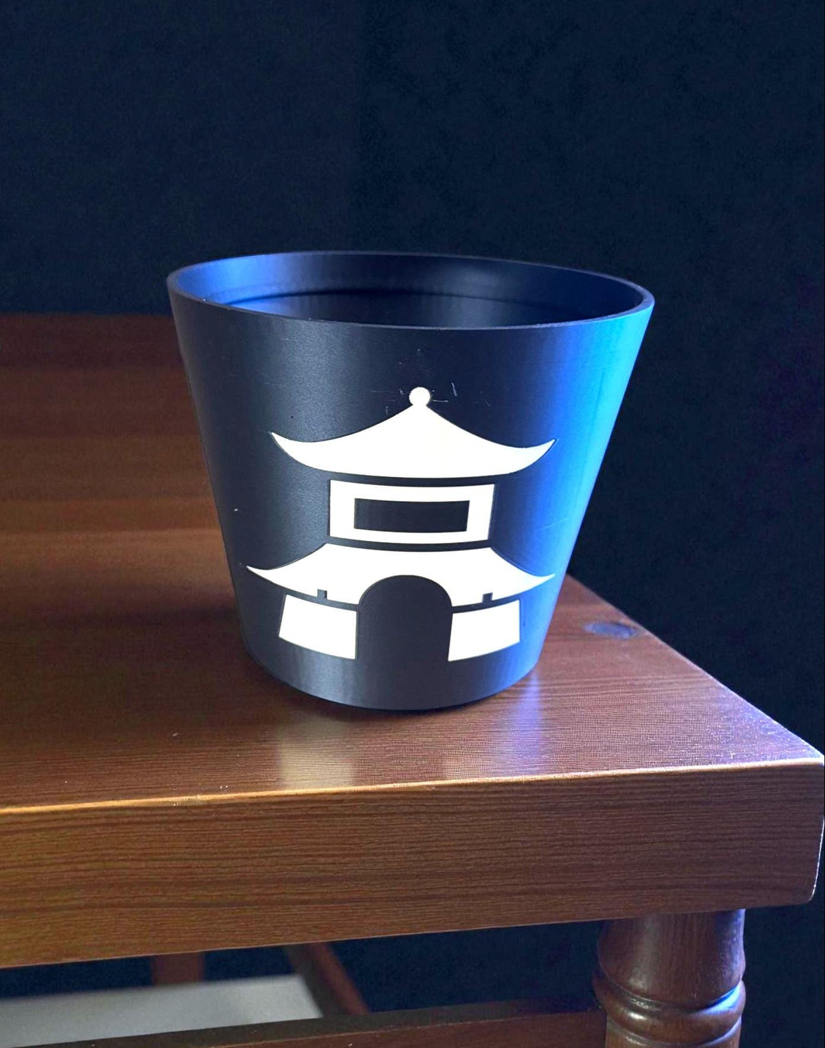Japanese Pagoda Black Cachepot Planter  Small, Medium, or Large Indoor Pot for Zen Decor, Minimalist Asian Home Accent