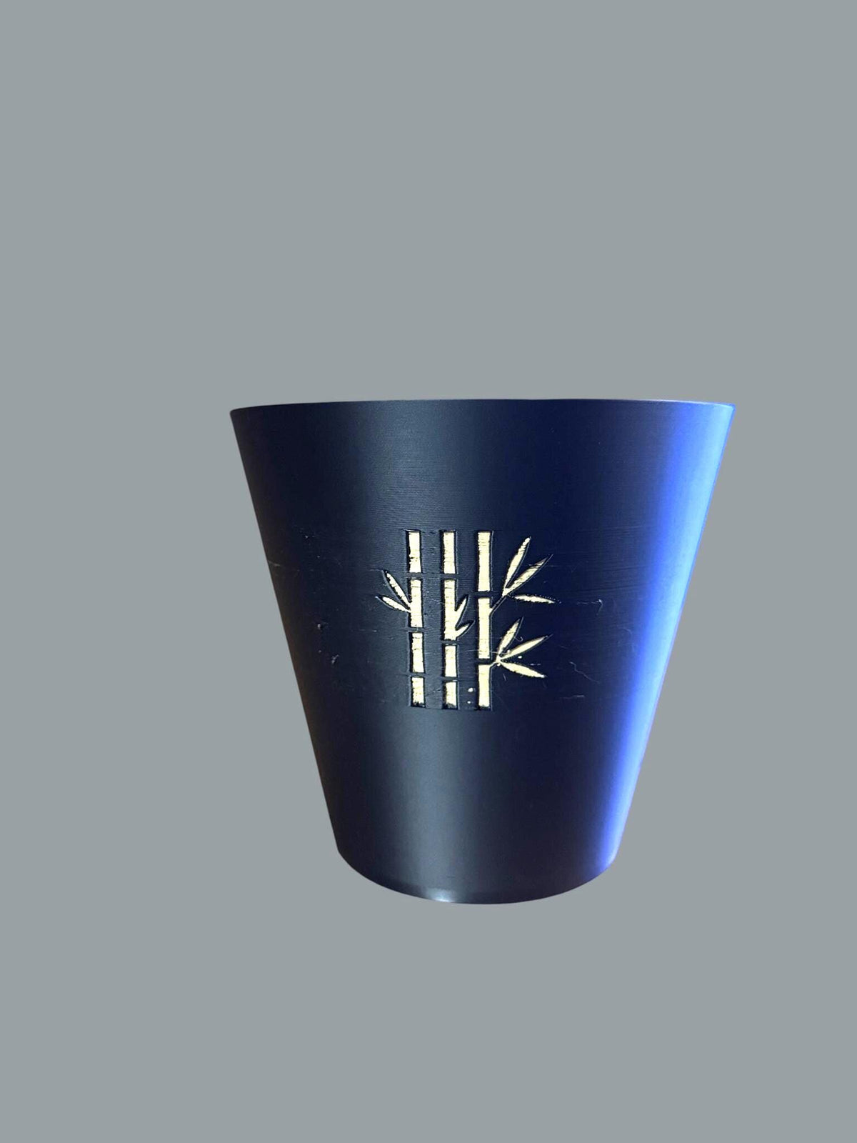 Modern bamboo tapered cachepot planter  black gold zen indoor plant pot for desk shelf decor