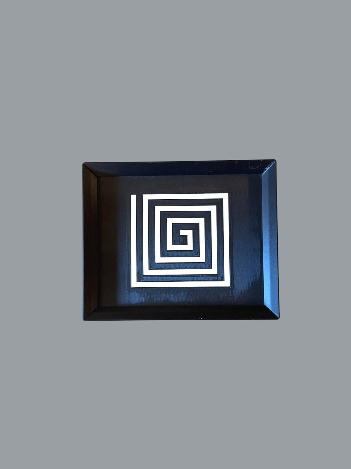 Labyrinth Lines Art Deco Tray  black and ivory geometric tray, modern coffee table catchall for entryway, desk, or vanity