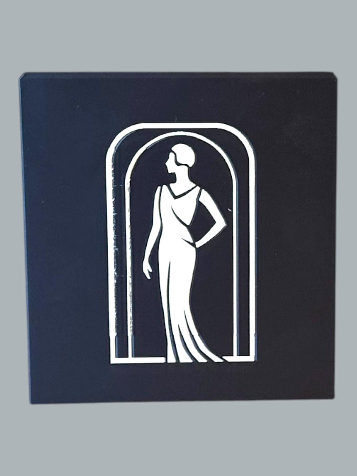 Art Deco Tissue Box Cover Tan on Black Lady Silhouette, Modern Square Bathroom Decor, Elegant Tissue Holder for Bedroom Vanity or Office