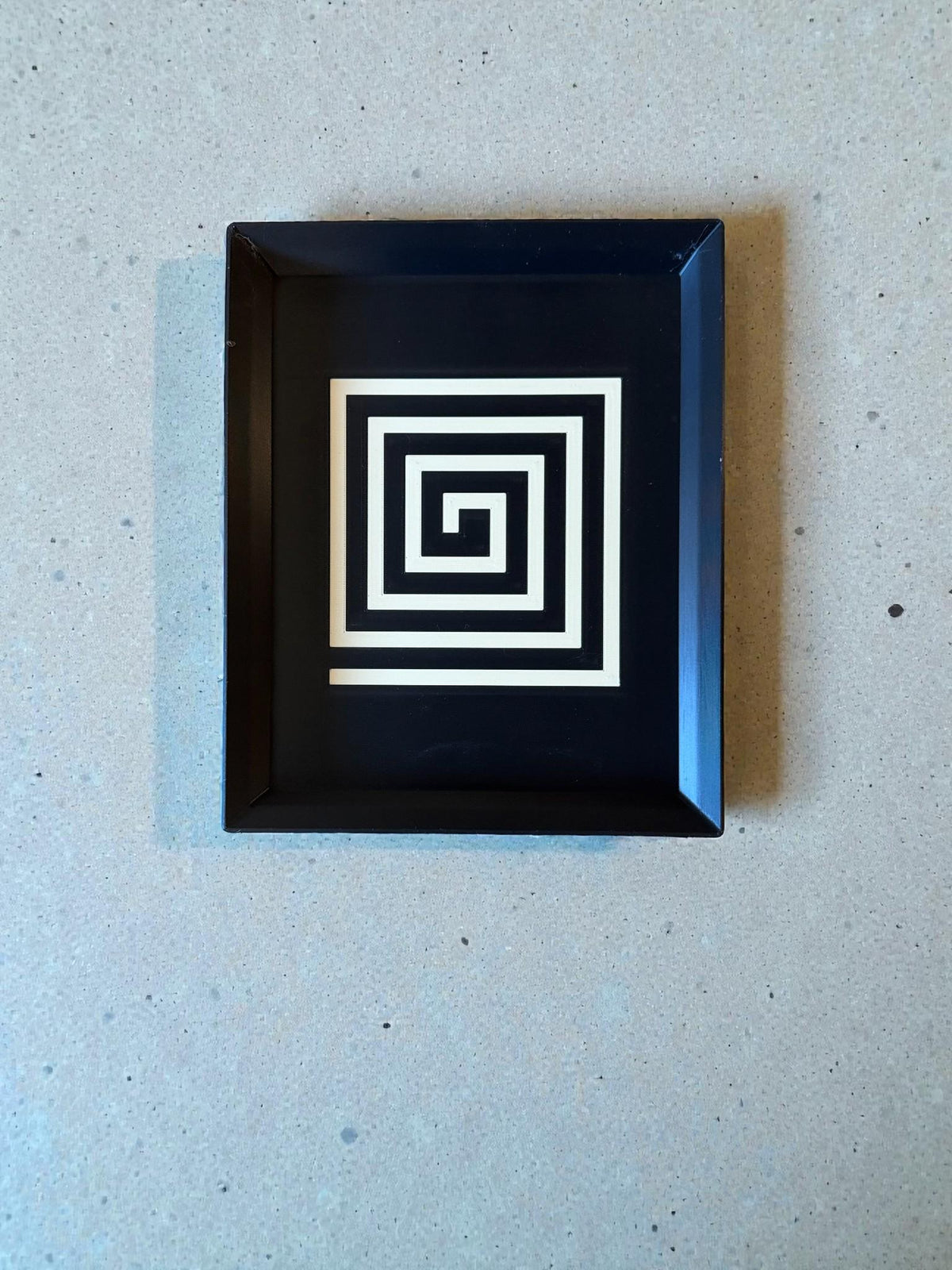 Labyrinth Lines Art Deco Tray  black and ivory geometric tray, modern coffee table catchall for entryway, desk, or vanity
