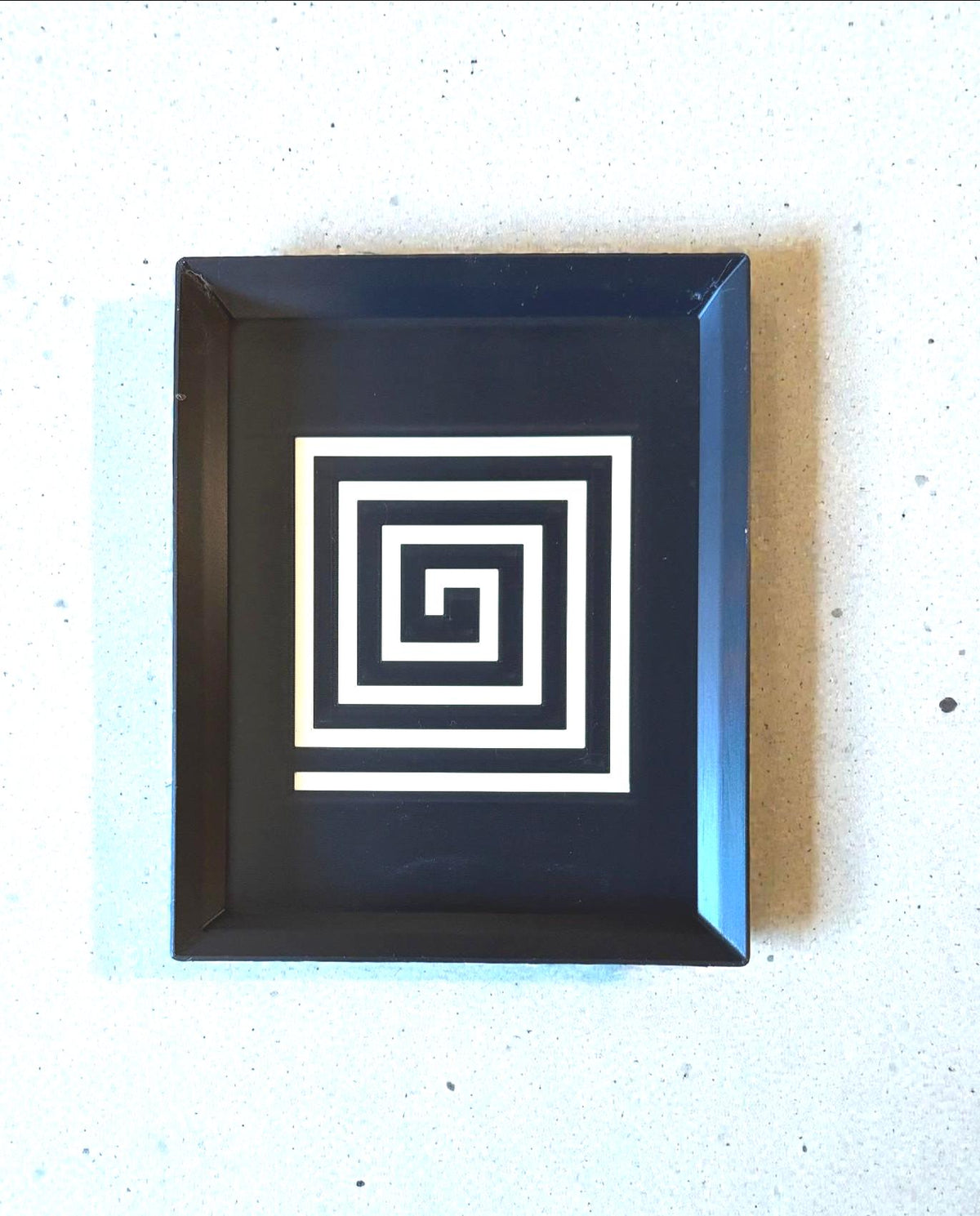 Labyrinth Lines Art Deco Tray  black and ivory geometric tray, modern coffee table catchall for entryway, desk, or vanity