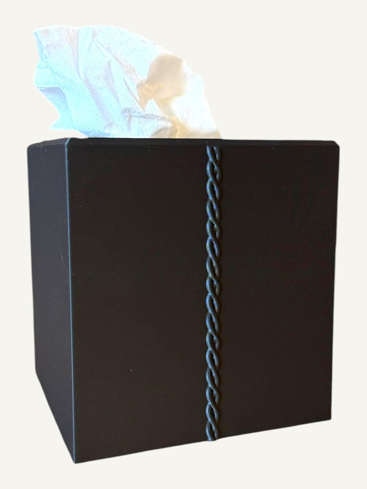 Art Deco Tissue Box Cover Tan on Black Lady Silhouette, Modern Square Bathroom Decor, Elegant Tissue Holder for Bedroom Vanity or Office