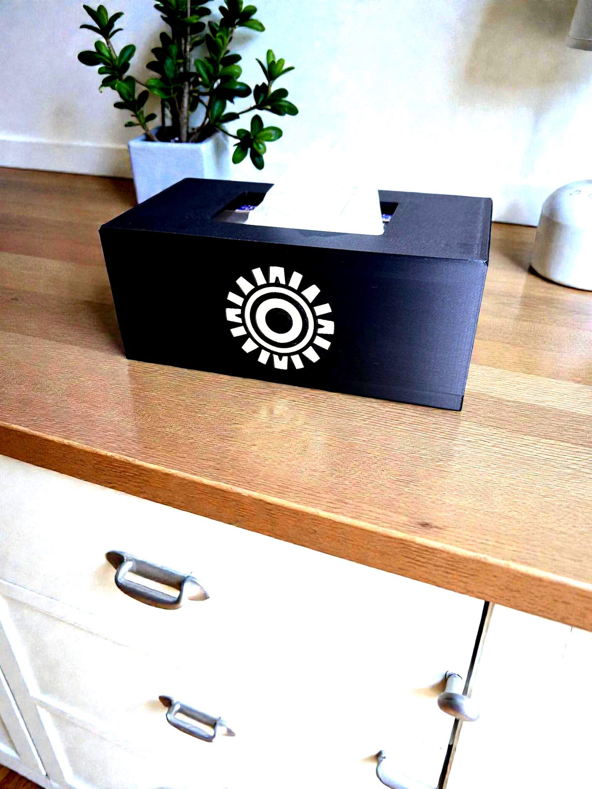 Aztec Sun ART DECO  Tissue Box Cover, Inspired by Ancient Americas Aztec design, modern boho rectangular kleenex holder,  accen