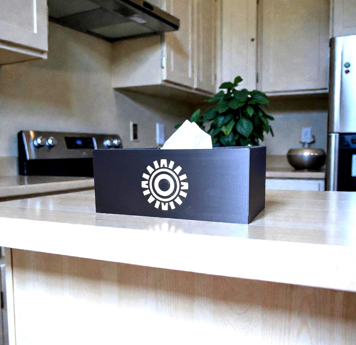 Aztec Sun ART DECO  Tissue Box Cover, Inspired by Ancient Americas Aztec design, modern boho rectangular kleenex holder,  accen