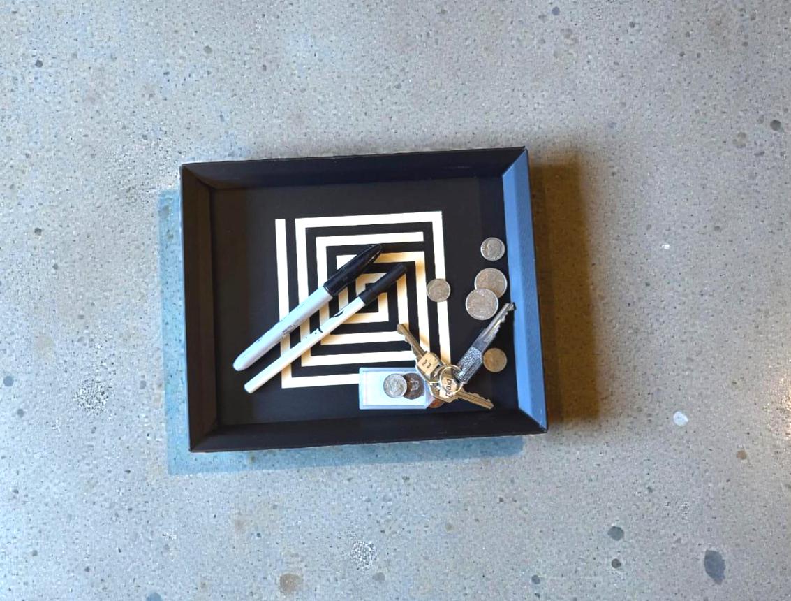 Mayan Labyrinth Square Tray  black tan serving platter from our Americas Collection , coffee table decor, modern catchall - ART DECO